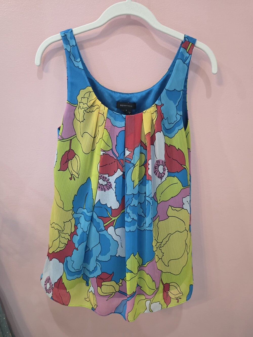 Spense Colorful Floral Sleeveless Blouse Size Small